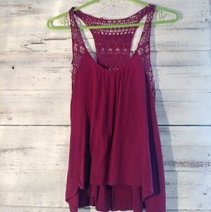 Red Tank Top With Crochet Detailing